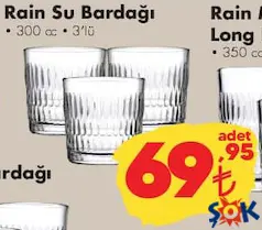 PAŞABAHÇE RAİN SU BARDAĞI 3'LÜ 300 CC